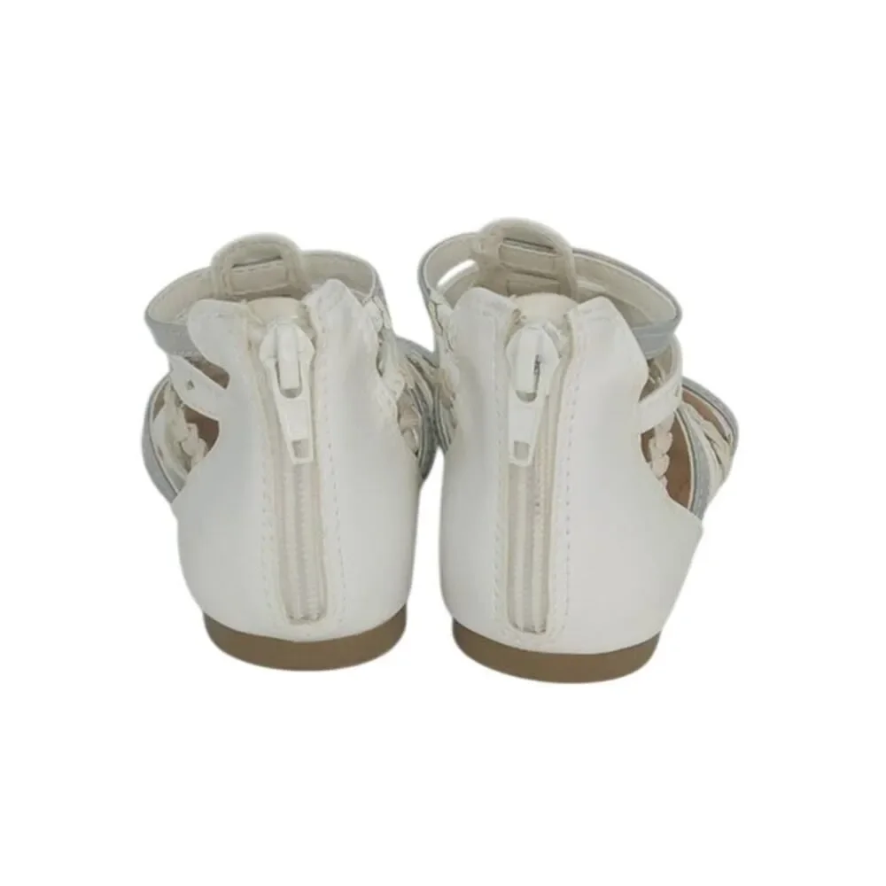 WONDER NATION Toddler Girls White Braided Gladiator Sandals - Size: 9T